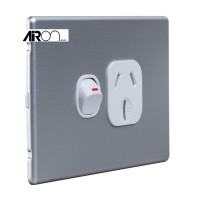 Slimline Single Powerpoint Horizontal Cover - Aluminium